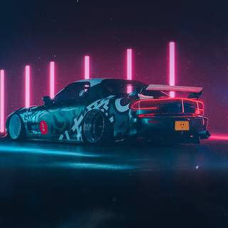 MAZDA RX-7 NEON 4K WALLPAPER 