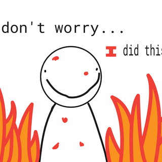 Cartoon guy with fire in the background drawing cool awesome :))))