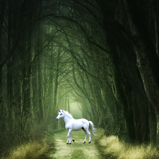 Unicorn in Forest