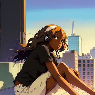 Black Anime Girl Chromebook & Desktop Wallpaper