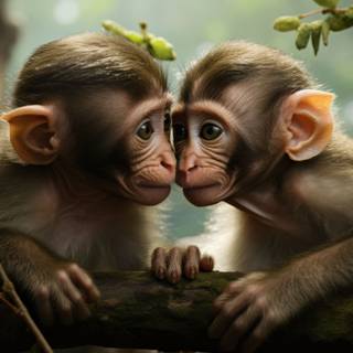 Macaque Baby in the Nature