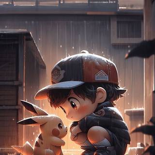 Baby Ash and Pikachu