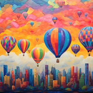 Pointillist Hot Air Balloons