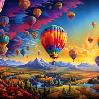 Pointillist Hot Air Balloons