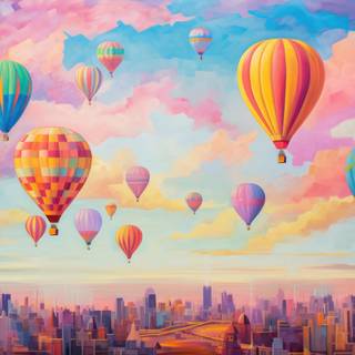 Pointillist Hot Air Balloons