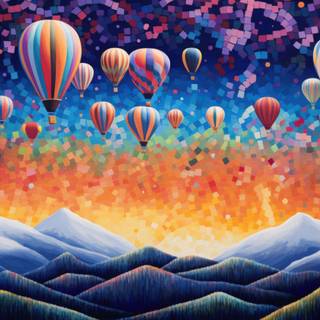 Pointillist Hot Air Balloons