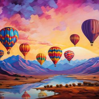 Pointillist Hot Air Balloons