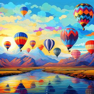 Pointillist Hot Air Balloons