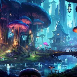 Glowing Fairy Town in the Woods