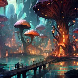 Glowing Fairy Town in the Woods