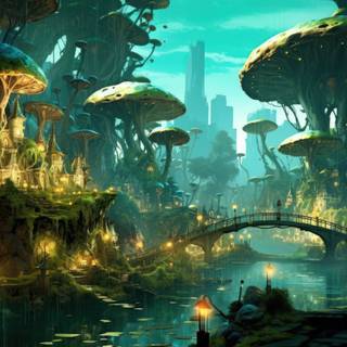 Glowing Fairy Town in the Woods