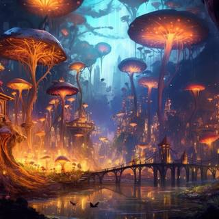 Glowing Fairy Town in the Woods