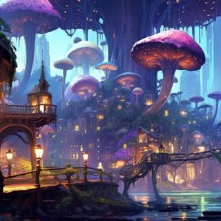 Glowing Fairy Town in the Woods