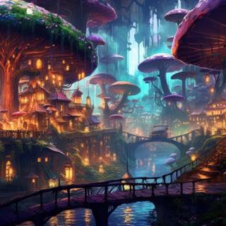 Glowing Fairy Town in the Woods