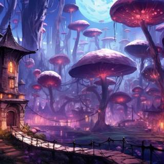 Glowing Fairy Town in the Woods