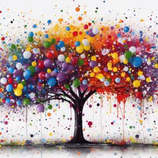 Colorful Pointillist Tree Artwork