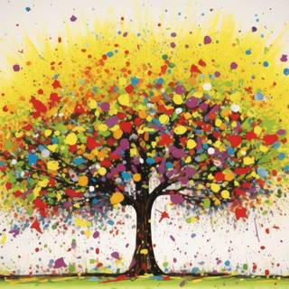Colorful Pointillist Tree Artwork