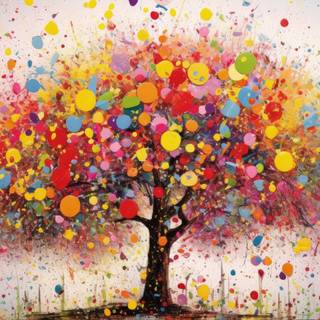 Colorful Pointillist Tree Artwork