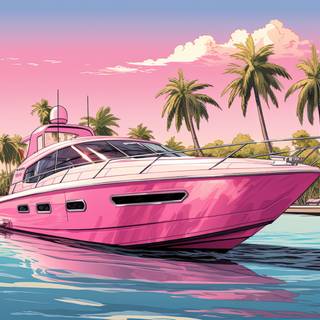 Pink Boat in Miami Beach