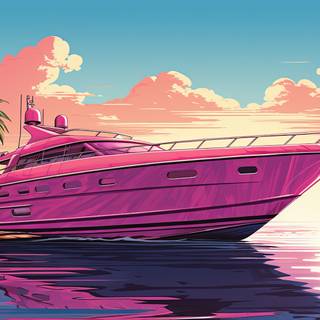 Pink Boat in Miami Beach