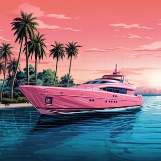 Pink Boat in Miami Beach