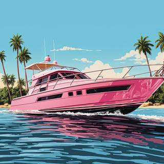 Pink Boat in Miami Beach
