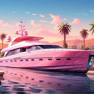 Pink Boat in Miami Beach