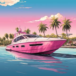 Pink Boat in Miami Beach