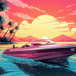 Pink Boat in Miami Beach