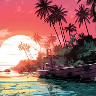 Pink Boat in Miami Beach