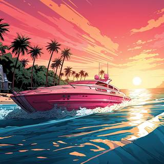 Pink Boat in Miami Beach