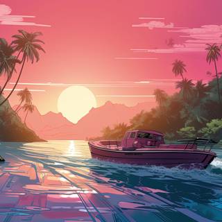 Pink Boat in Miami Beach