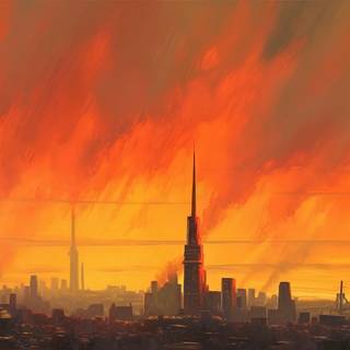 Radiant Dusty Orange Cityscape