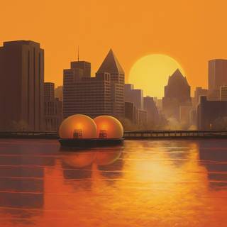 Radiant Dusty Orange Cityscape