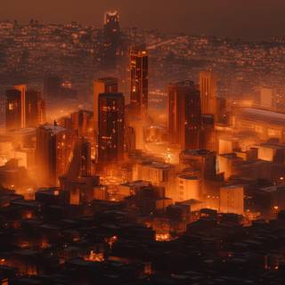 Radiant Dusty Orange Cityscape