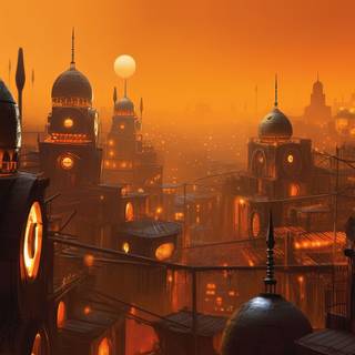 Radiant Dusty Orange Cityscape