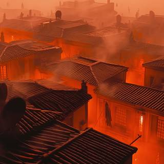 Radiant Dusty Orange Cityscape