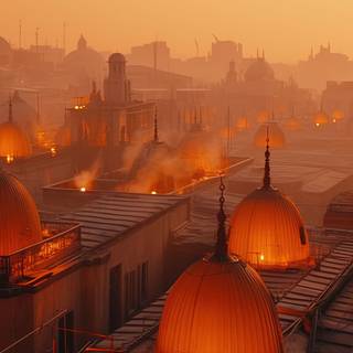 Radiant Dusty Orange Cityscape