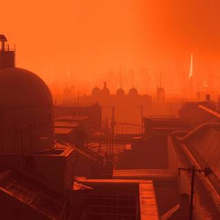 Radiant Dusty Orange Cityscape