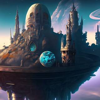 sci fi floating castle 