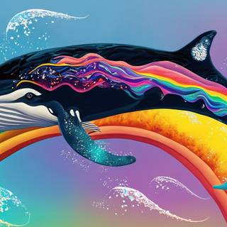 whale surfing on a rainbow