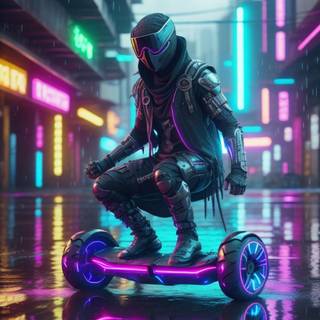 AI art cyberpunk hoverboard 