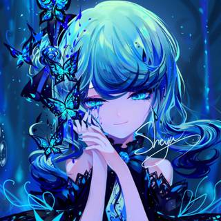 Blue girl 4k anime wallpaper