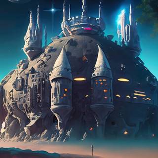 sci fi floating castle 