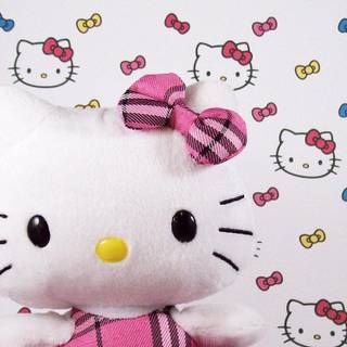 Hello Kitty plush With Bows And Herself Behind Her 