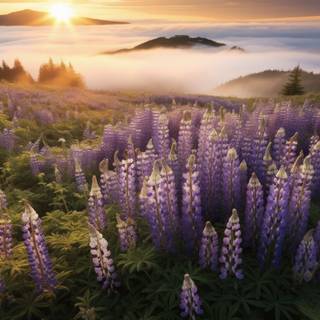 Norwegian Lupine Fields by the Fjord