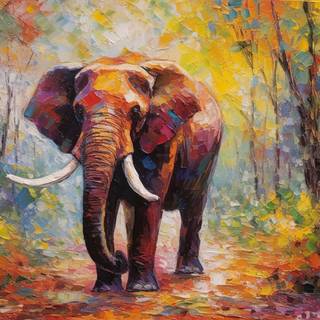 Majestic Elephant in a Vibrant Painting