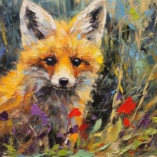 Vibrant Vulpes in Palette Knife Art