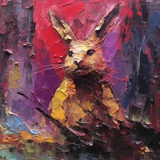 Colorful Hare in Palette Knife Wonderland