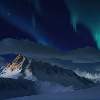 Majestic Aurora Borealis over Snow-Capped Mountains